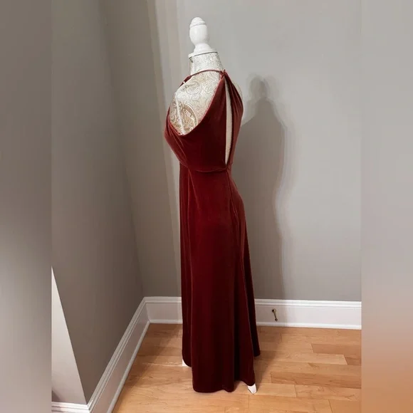 Jenny Yoo English Dusty Rose Sullivan Dress Size 0 Stretch Velvet - Picture 8 of 16